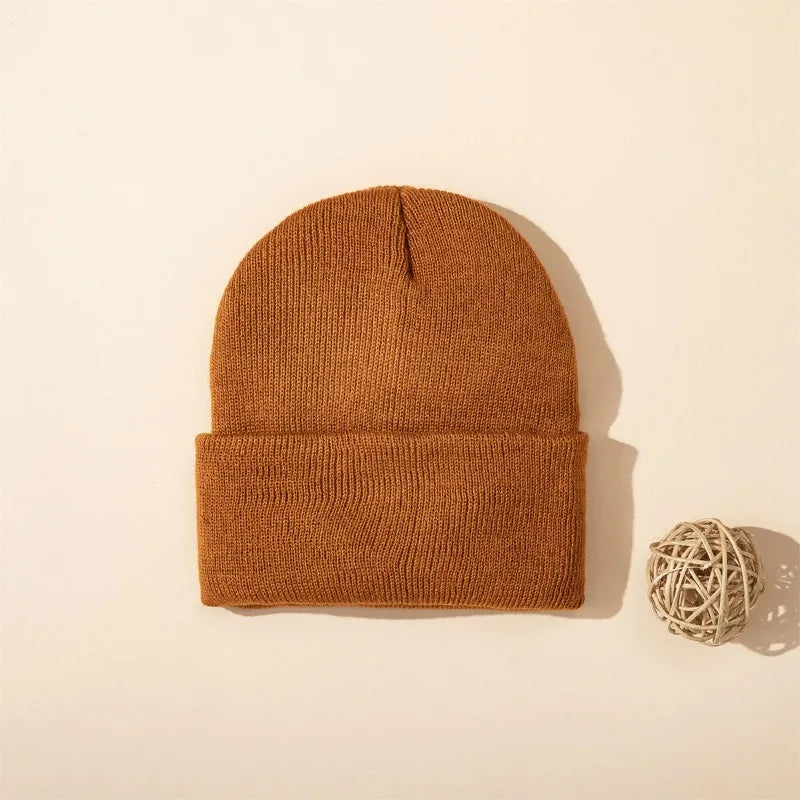 Solid Color Unisex Beanie — Versatile Winter Cap