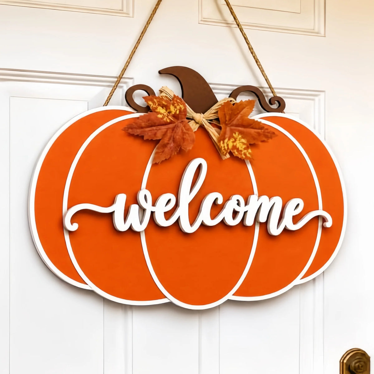 Fall Pumpkin Door Hanger — Wooden Welcome Sign