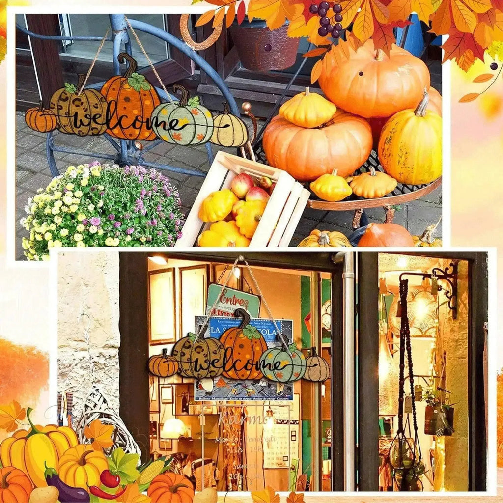 Farmhouse Pumpkin Welcome Sign — Rustic Autumn Décor