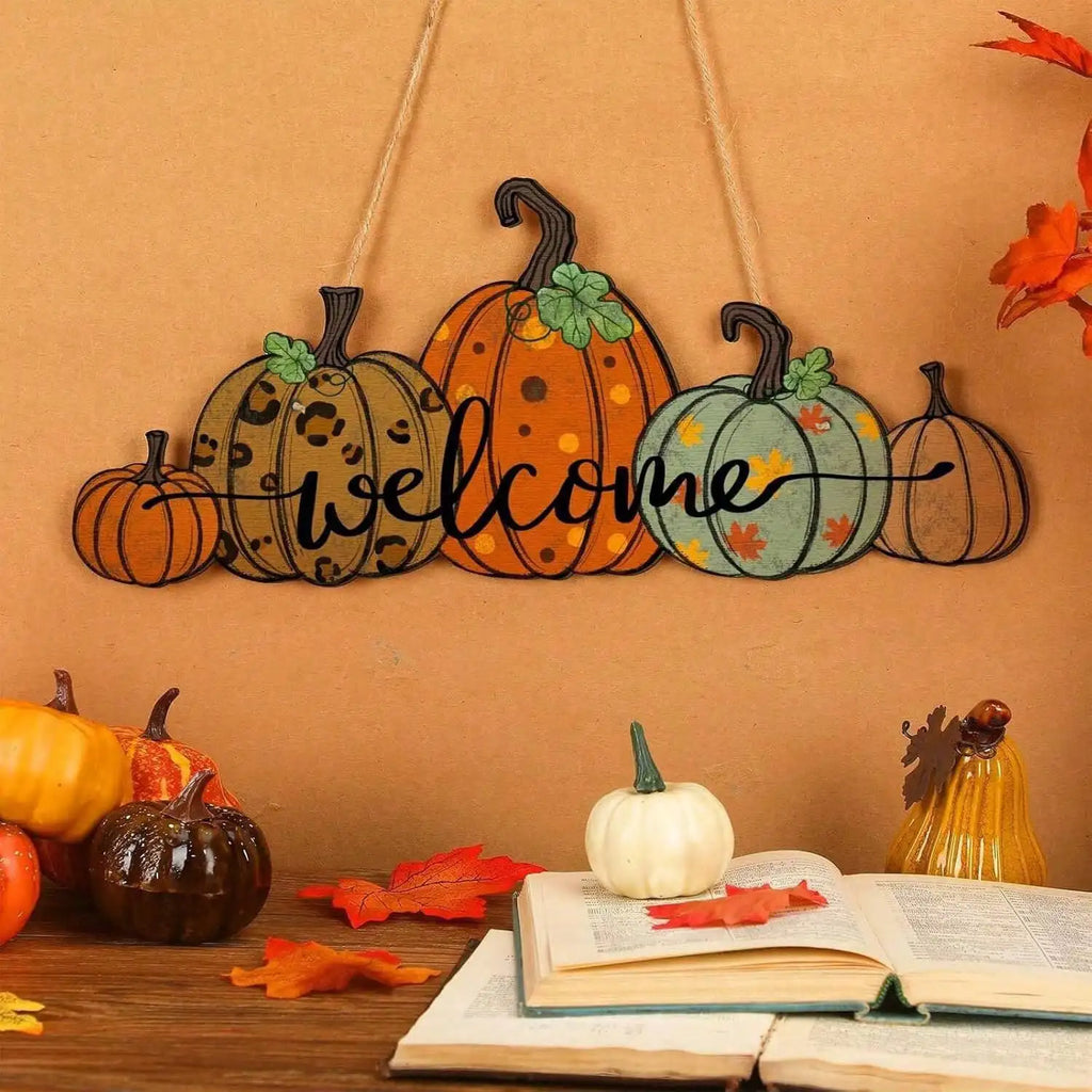 Farmhouse Pumpkin Welcome Sign — Rustic Autumn Décor