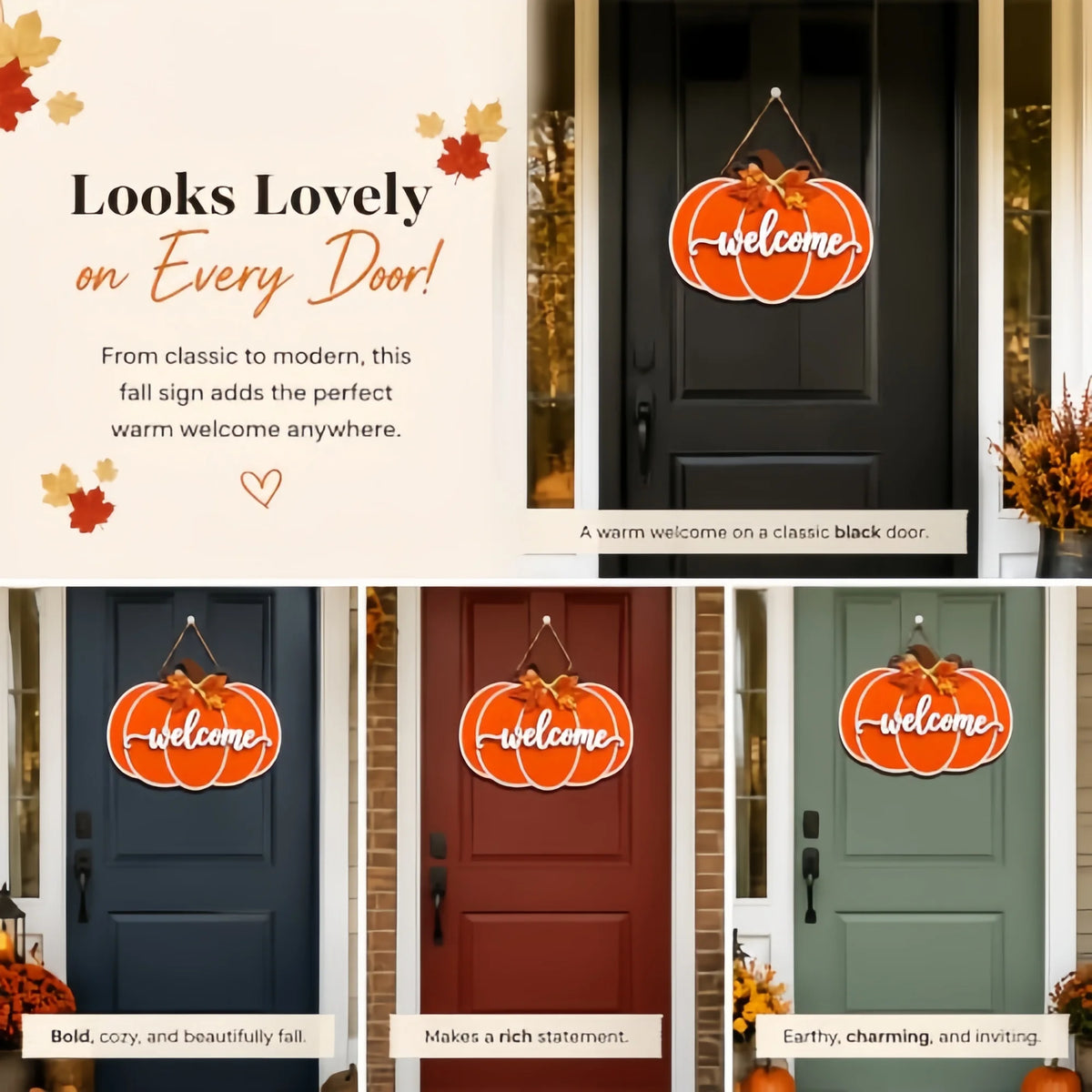 Fall Pumpkin Door Hanger — Wooden Welcome Sign