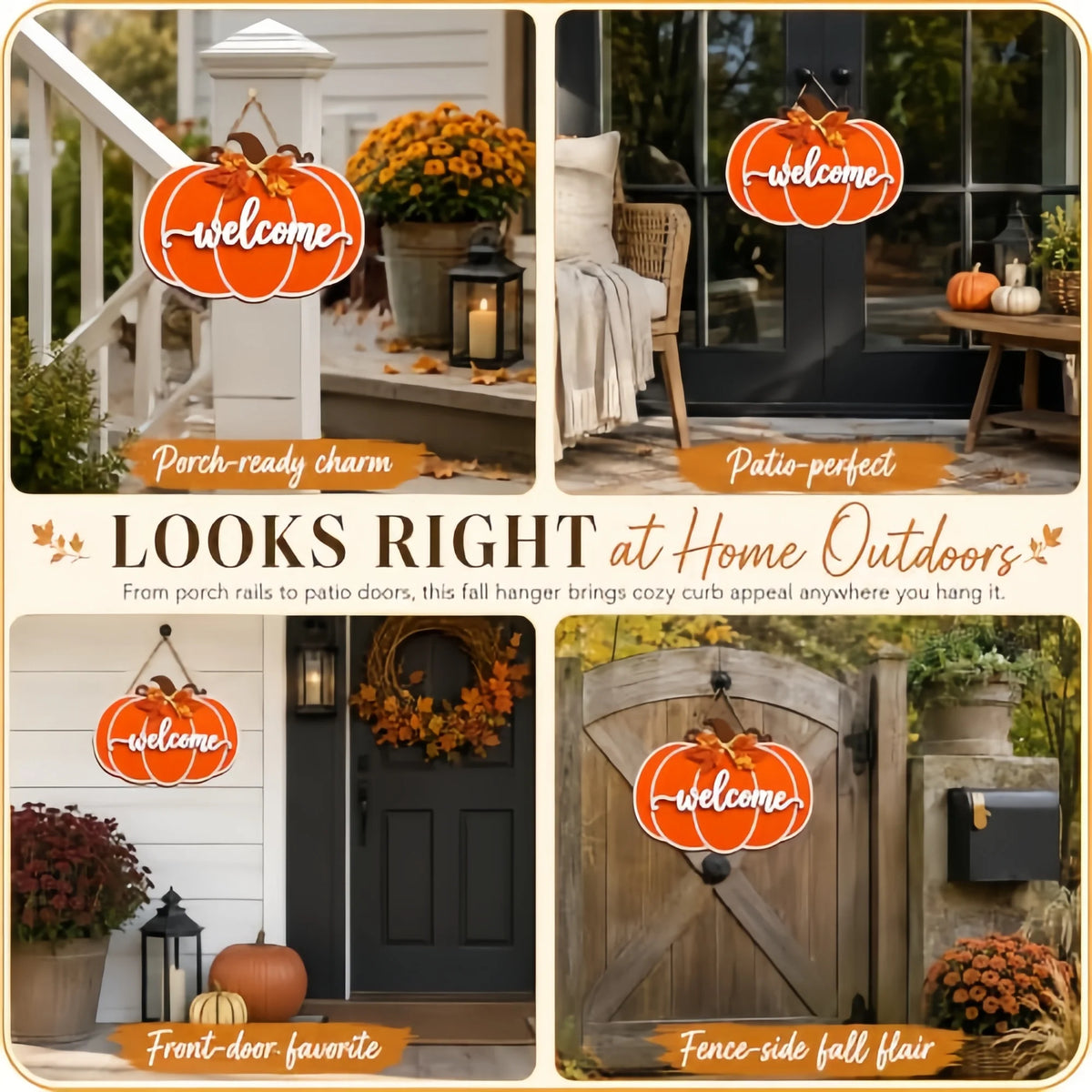 Fall Pumpkin Door Hanger — Wooden Welcome Sign