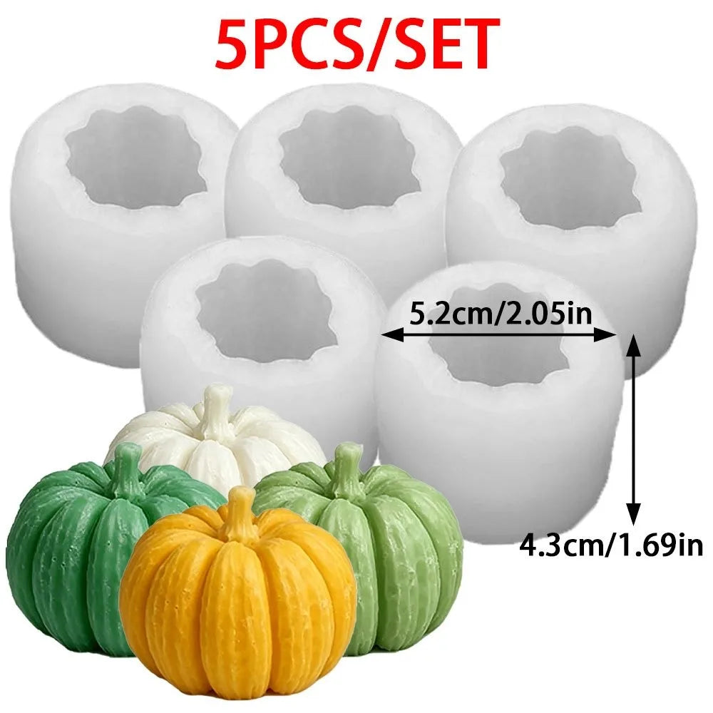 3D Pumpkin Silicone Candle Mold (Set of 5)