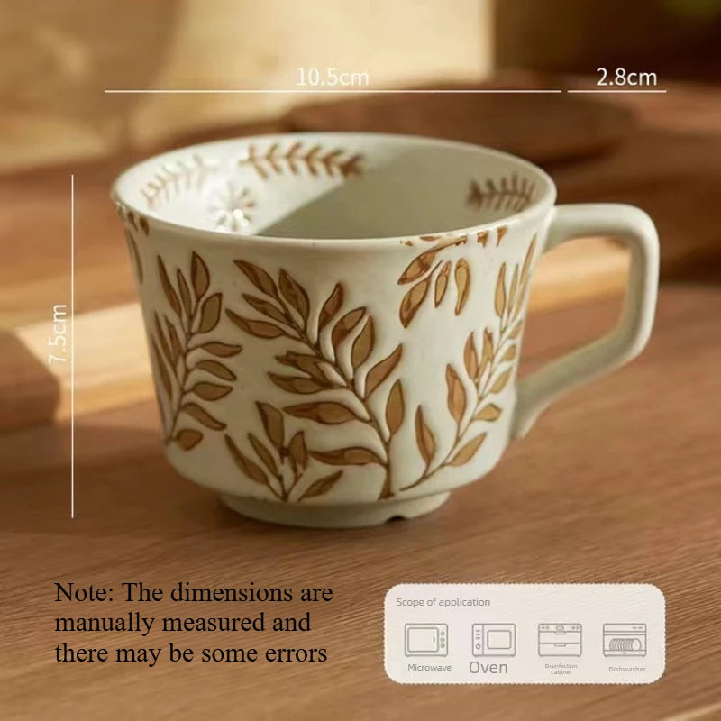 Botanical Embossed Ceramic Breakfast Mug