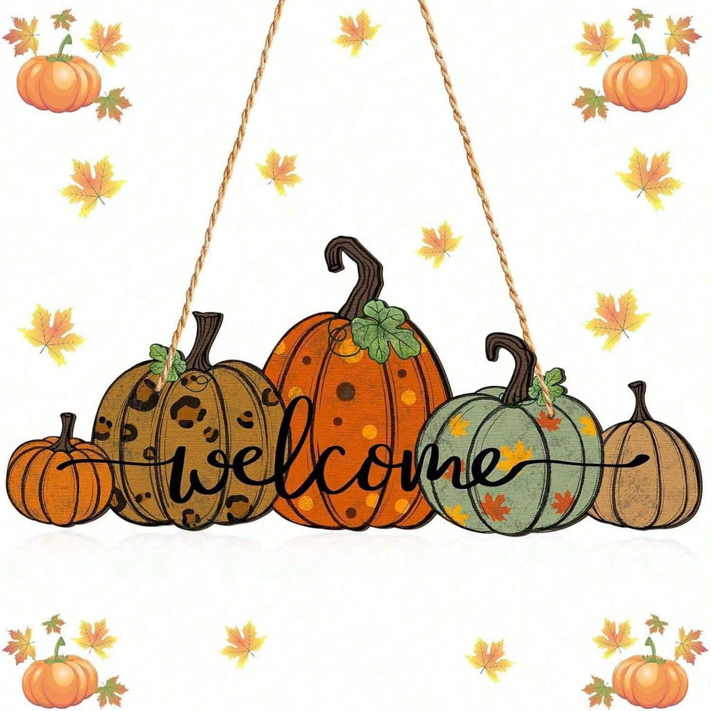 Farmhouse Pumpkin Welcome Sign — Rustic Autumn Décor