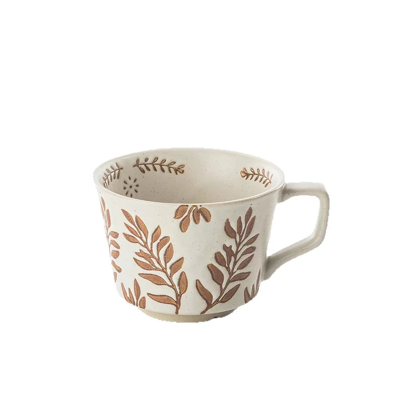 Botanical Embossed Ceramic Breakfast Mug