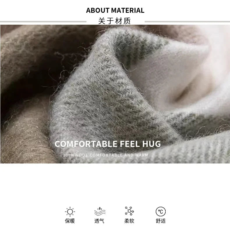 Wool Plaid Cashmere Scarf — Winter Warmth Shawl