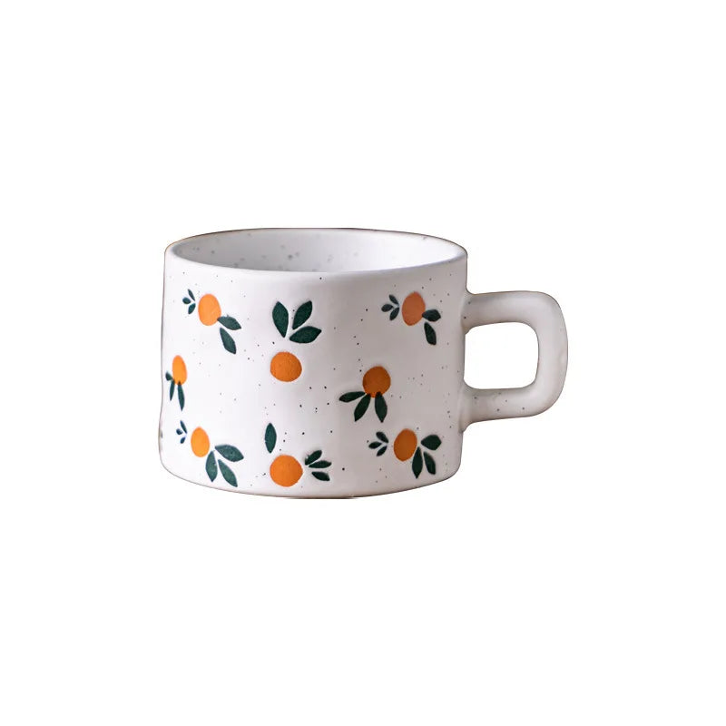 Hand-Painted Floral Coffee Cup — Retro Breakfast Mug