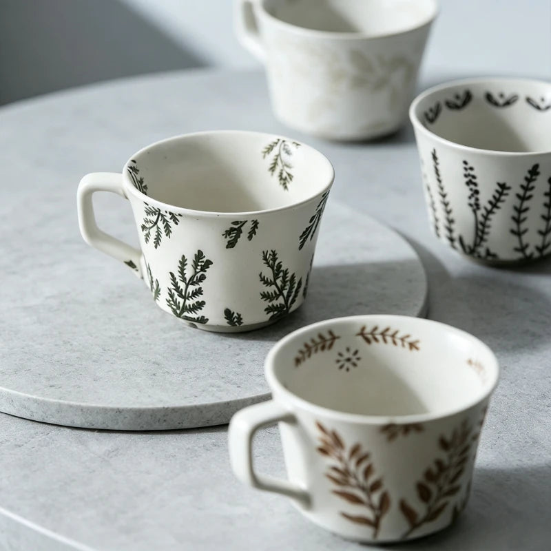 Botanical Embossed Ceramic Breakfast Mug