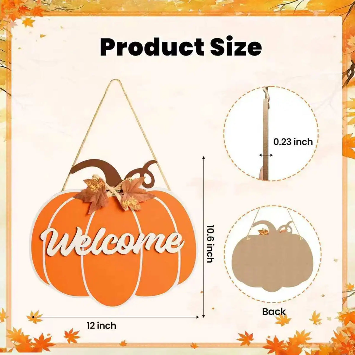 Fall Pumpkin Door Hanger — Wooden Welcome Sign